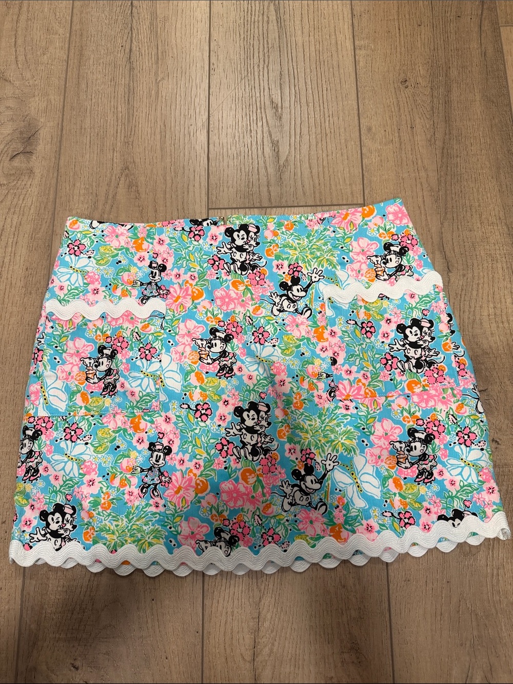 Lilly Pulitzer Aqua Floral Skirt with Pink, Coral & Black Accents